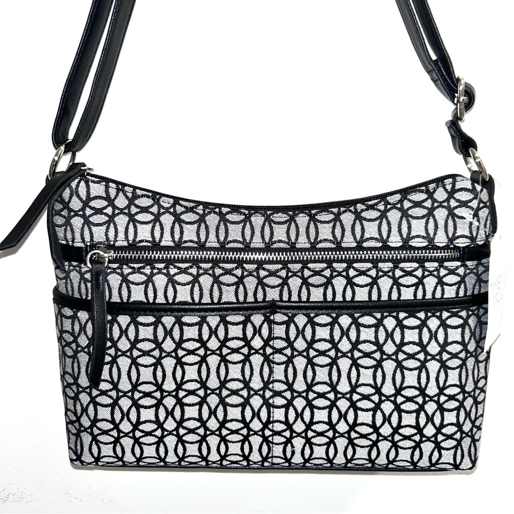Time and Tru Geometric Black and White Shoulder Bag - Picture 3 of 9